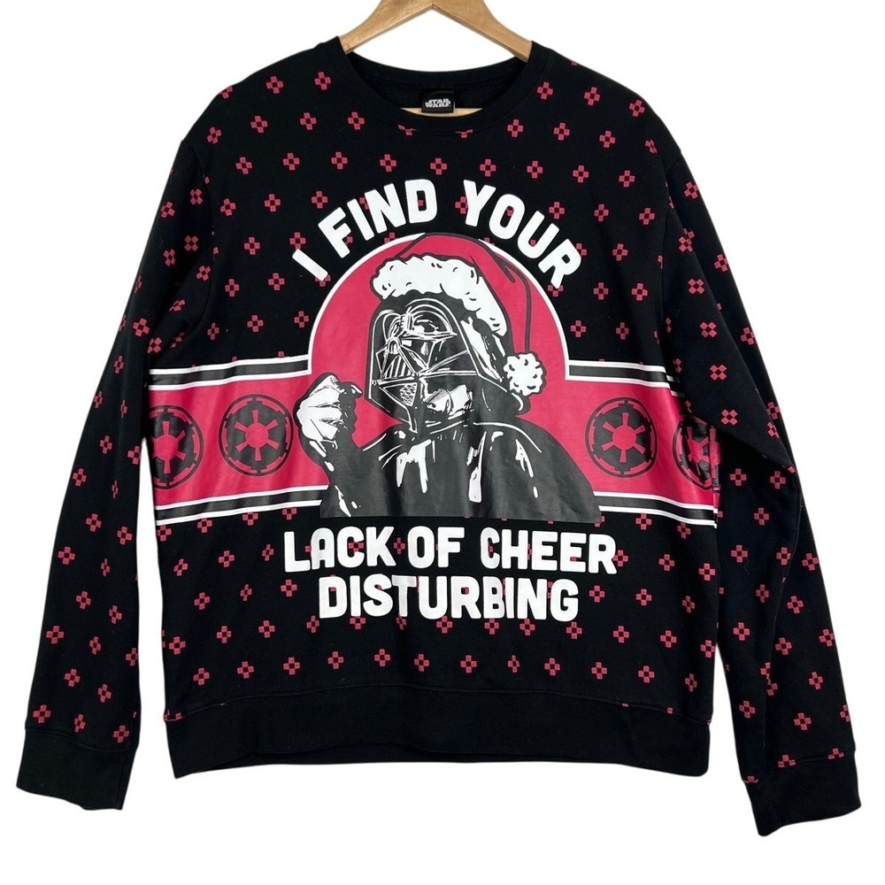 Star Wars Mens XXL Sweatshirt Darth Vader Lack of Cheer Disturbing Holiday Black